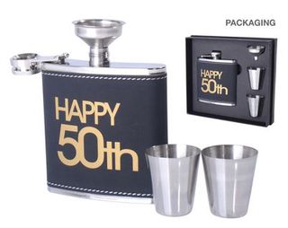 50th Hip Flask Set