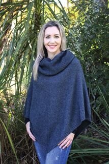 Cowl Neck Poncho Charcoal