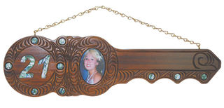 Paua Inlaid Hand Carved 21st Key