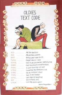 Oldies Text Code Tea Towel