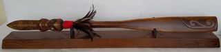 Hand Carved Taiaha on Stand
