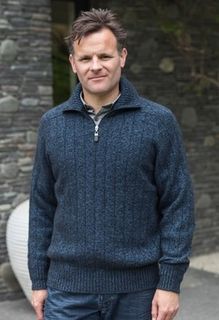 Men's Possum and Merino Jumper with zip collar