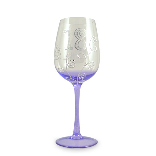 18th Birthday Glass Purple